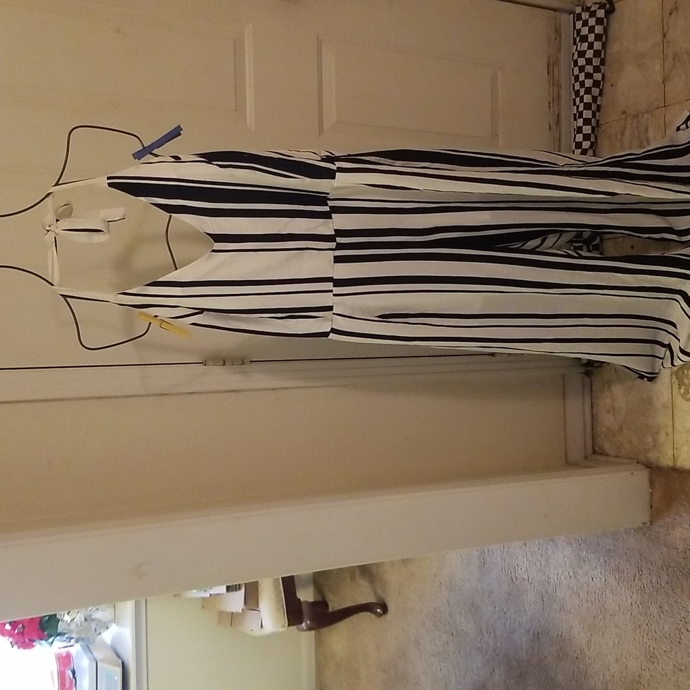 Ashley Stewart blue and white halter jumpsuit with wide legs
